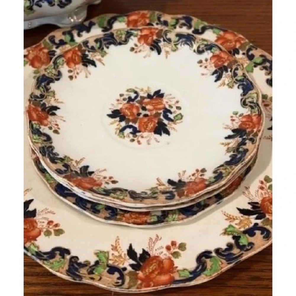 Rare 6pc Antique John Maddock & Sons Ltd. Plate Majestic Vitreous Design